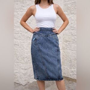 Ural 1980’s Acid Wash High Waist Pencil Jean Skirt